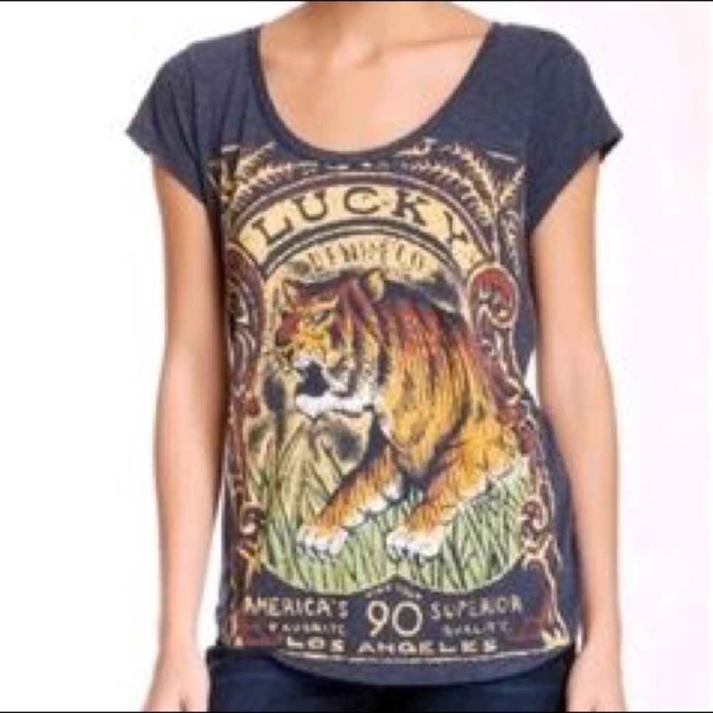 NWOT Lucky Brand Tiger Boho Hippie Graphic Tee XS